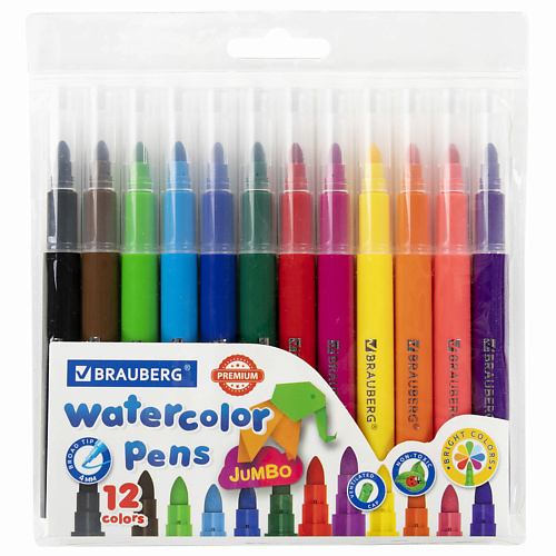 Набор фломастеров BRAUBERG Фломастеры утолщённые PREMIUM 12 цветов