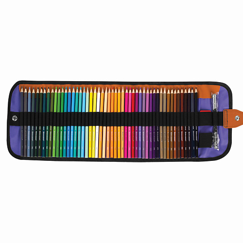 Набор карандашей BRAUBERG Карандаши цветные супермягкие в пенале-скрутке MAX 50 цветов + держатель