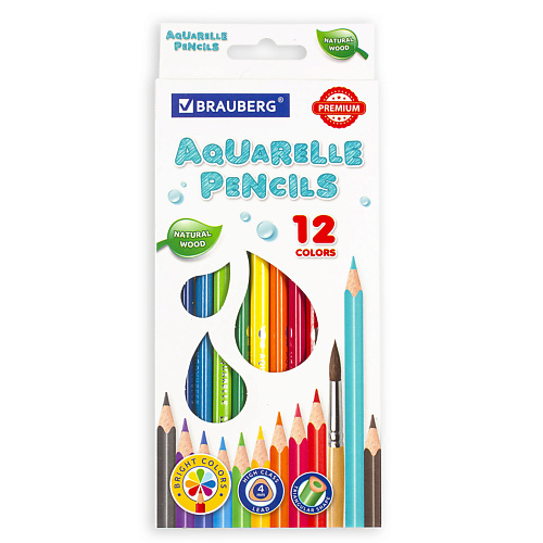 Набор карандашей BRAUBERG Карандаши цветные акварельные BRAUBERG PREMIUM AQUARELLE