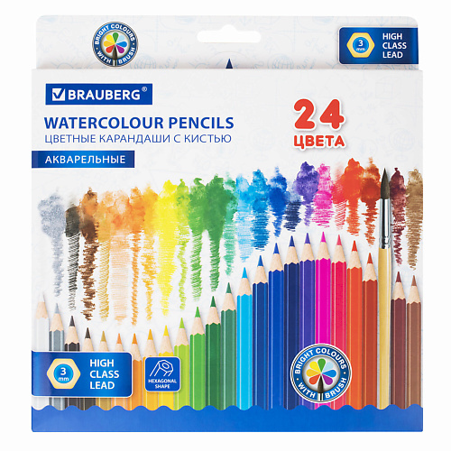 Набор карандашей BRAUBERG Карандаши цветные акварельные BRAUBERG