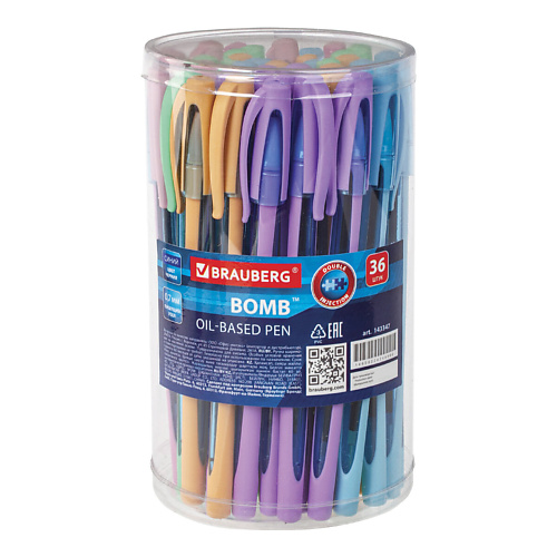 Набор ручек BRAUBERG Набор шариковых ручек Bomb Gt Pastel, линия письма 0,35 мм