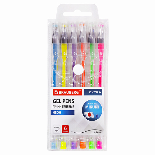 Набор ручек BRAUBERG Ручки гелевые EXTRA Неон