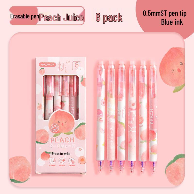 Стираемая гелевая ручка Crystal Blue Peach: Нажимаемая волшебная легкостираемая студенческая ручка 0.5mm